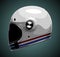 retro full face helmet white blue and red stripes