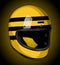 retro full face helmet yellow stripe black