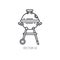 Retro furniture, compact bbq grill and smokehouse vector line icon. Summer travel vacation, tourism, camping equipment