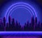 Retro Futurism. Vector futuristic synth wave illustration. 80s Retro poster Background with Night City Skyline. Rave party Flyer