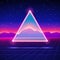 Retro futuristic landscape with triangle and shiny