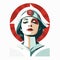 Retro-futuristic Nurse Illustration: A Modern Twist On Art Deco