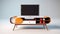 Retro-futuristic Orange And White Tv Unit With Mid-century Modern Design