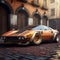 Retro futuristic sports car. Generative AI.