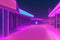 Retro futuristic synthwave retrowave styled night cityscape with sunset on background. Cover for retro wave music. Generative AI