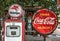 Retro gas pump and a rusty coca-cola sign on ÅˆRoute 66