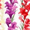 Retro Gladiolus Seamless Pattern With Multiple Colors