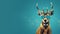 Retro Glamor: Deer With Sunglasses On Blue Background