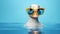 Retro Glamor: Innovative Duck Wearing Sunglasses On Blue Background
