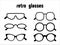 Retro glasses icon set collection 90s. Retro black-rimmed