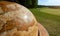 Retro globe closeup focused on Europe with field on background