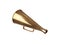 Retro golden metal megaphone on white