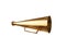 Retro golden metal megaphone on white