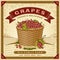 Retro grapes harvest label with landscape