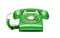 Retro green phone on white background.