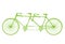 Retro green silhouette tandem bicycle isolated on a white background. Vector.