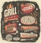Retro grill menu design template