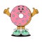 Retro groovy cartoon character fast food donat. Vintage mascot with psychedelic smile and emotion. Funky vector