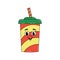 Retro groovy cartoon character fast food drink soda. Vintage mascot with psychedelic smile and emotion. Funky vector