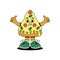 Retro groovy cartoon character fast food Pizza. Vintage mascot with psychedelic smile and emotion. Funky vector