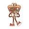 Retro groovy cartoon character fast food Pizza. Vintage mascot with psychedelic smile and emotion. Funky vector