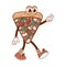 Retro groovy cartoon character fast food Pizza. Vintage mascot with psychedelic smile and emotion. Funky vector