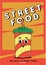 Retro groovy cartoon character fast food poster. Vintage mascot drink soda with psychedelic smile and emotion. Funky