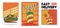 Retro groovy cartoon character fast food posters set. Vintage mascot sandwich, drink soda, chicken wings with