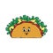 Retro groovy cartoon character fast food Taco. Vintage mascot with psychedelic smile and emotion. Funky vector