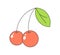 Retro groovy cherry. Vintage hippie cartoon berries couple symbol. Hippy style trendy y2k vector isolated illustration
