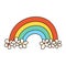 Retro groovy easter rainbow in trendy cartoon 60s 70s style.