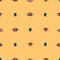 Retro groovy seamless pattern with trippy eyes 70s background