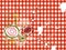 Retro grunge flowers on red check