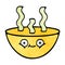 retro grunge texture cartoon bowl of hot soup