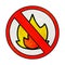 retro grunge texture cartoon no fire allowed sign