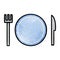 retro grunge texture cartoon plate and cutlery