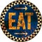 Retro grungy diner sign, eat sign, vintage food advertising signage. Vector illustration, fictional art