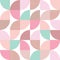 Retro half-circles vector seamless pattern in mint, pink and beige colors on white. Fresh feminine geometric background