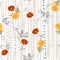 Retro Hand drawing colorful florals seamless pattern  on and polkadots line garden mood stylish for fashion ,fabric,web,