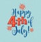 Retro Happy 4th of July typography design