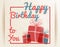 Retro happy birthday to you with gifts. Vector illustration.
