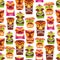 Retro Hawaiian Luau Party Tiki Seamless Pattern Background