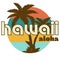 Retro Hawaiian tshirt design art palm trees beach