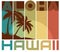Retro Hawaiian tshirt design art palm trees beach Aloha