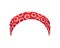 Retro headband for woman. Mockup of decorative hair dress with decoration. Red bandana windy hair dressing. Tied