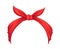 Retro headband for woman. Red bandana for hairstyle. Windy hair dressing with bow. Mockup of decorative hair knotted