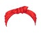 Retro headband for woman. Red bandana for hairstyle. Windy hair dressing with bow. Mockup of decorative hair knotted