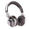 Retro headphones of black leather