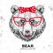 Retro Hipster animal bear. Hand drawing Muzzle of animal bear.