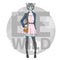 Retro Hipster fashion animal tiger. Woman model